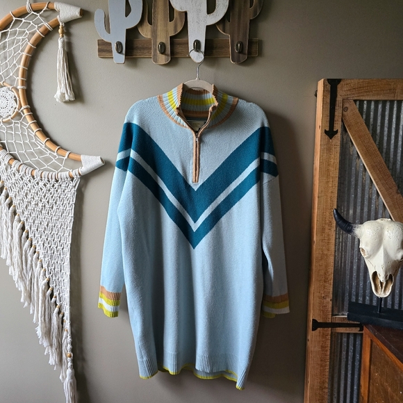 Maeve × Anthropologie Varsity Half-Zip Tunic Mini Dress Nwot - Picture 4 of 9